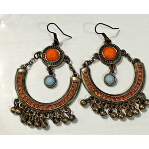 Pierced Chandelier Hook Dangle Earrings Boho Chic Bollywood Hippie Old World